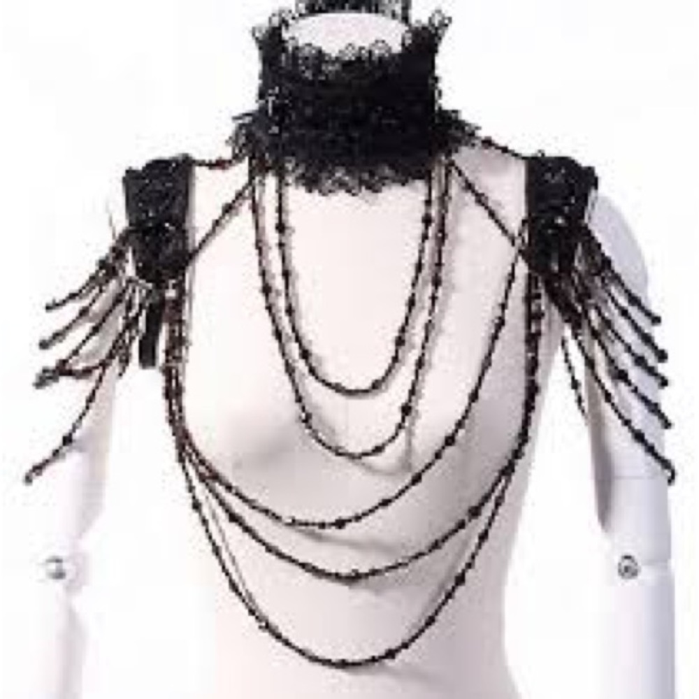 Red queens’s black legion, beaded collar, neck and shoulder ornament